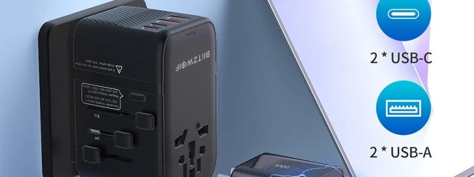 [#Ιστορικό_Χαμηλό] BlitzWolf BW-TA3 : Universal αντάπτορας ταξιδιού με μετατροπή τάσης 220V σε 110V και 8 θύρες