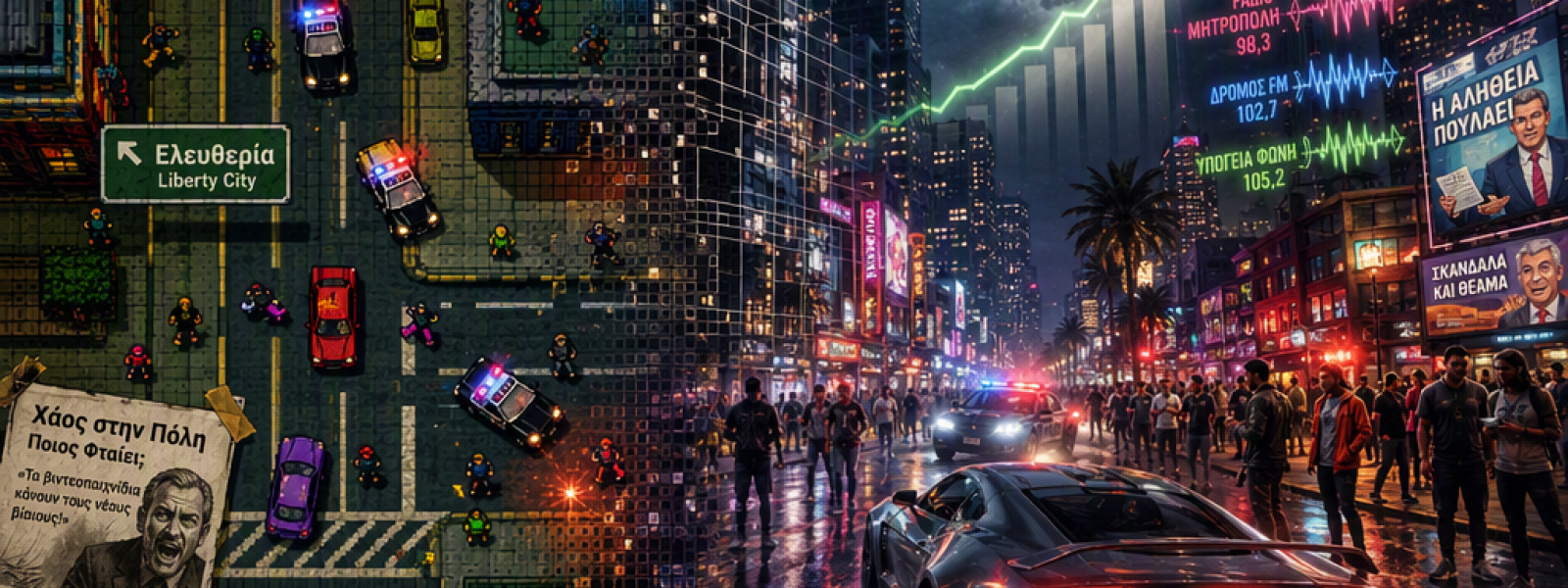 &Alpha;&pi;ό &tau;&omicron; top-down &chi;ά&omicron;&sigmaf; &sigma;&tau;&omicron; next-gen blockbuster: &Eta; &epsilon;&xi;έ&lambda;&iota;&xi;&eta; &tau;&omicron;&upsilon; Grand Theft Auto