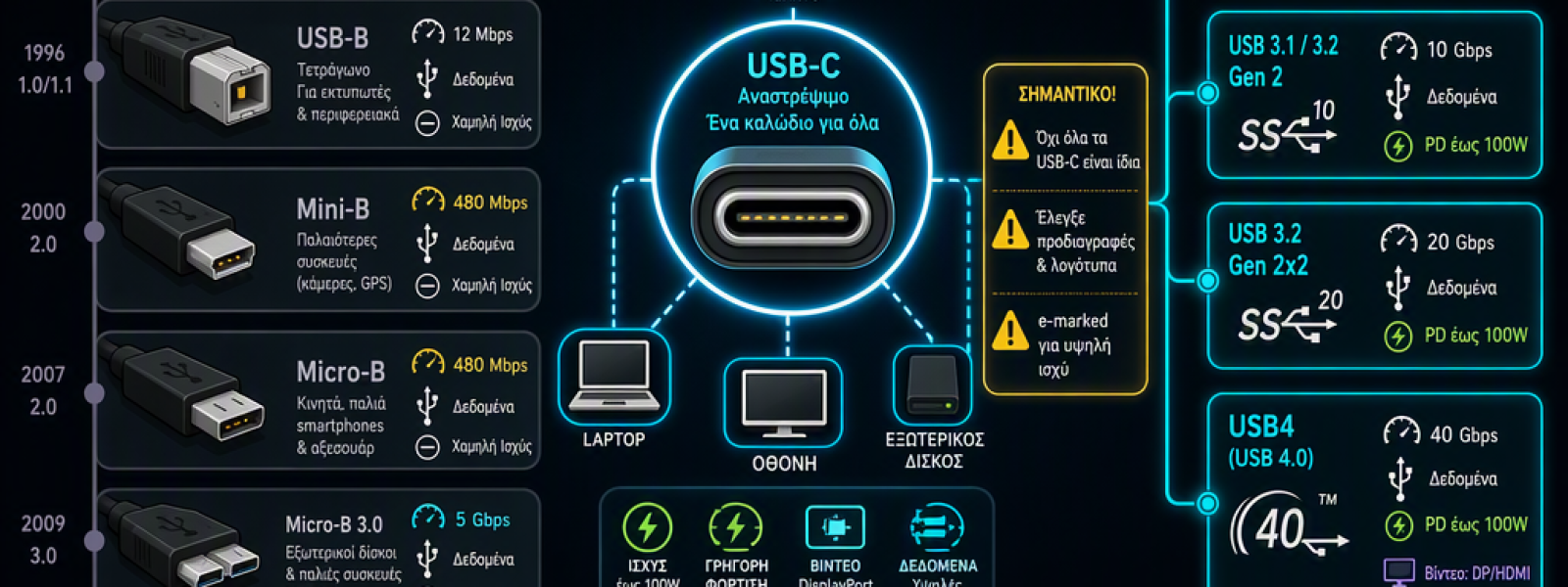 Ό&lambda;&omicron;&iota; &omicron;&iota; &tau;ύ&pi;&omicron;&iota; USB &mu;&epsilon; &alpha;&pi;&lambda;ά &lambda;ό&gamma;&iota;&alpha;: &pi;ώ&sigmaf; &nu;&alpha; &delta;&iota;&alpha;&lambda;έ&gamma;&epsilon;&iota;&sigmaf; &sigma;&omega;&sigma;&tau;ά &theta;ύ&rho;&epsilon;&sigmaf; &kappa;&alpha;&iota; &kappa;&alpha;&lambda;ώ&delta;&iota;&alpha; &chi;&omega;&rho;ί&sigmaf;&hellip; &pi;&omicron;&nu;&omicron;&kappa;έ&phi;&alpha;&lambda;&omicron;